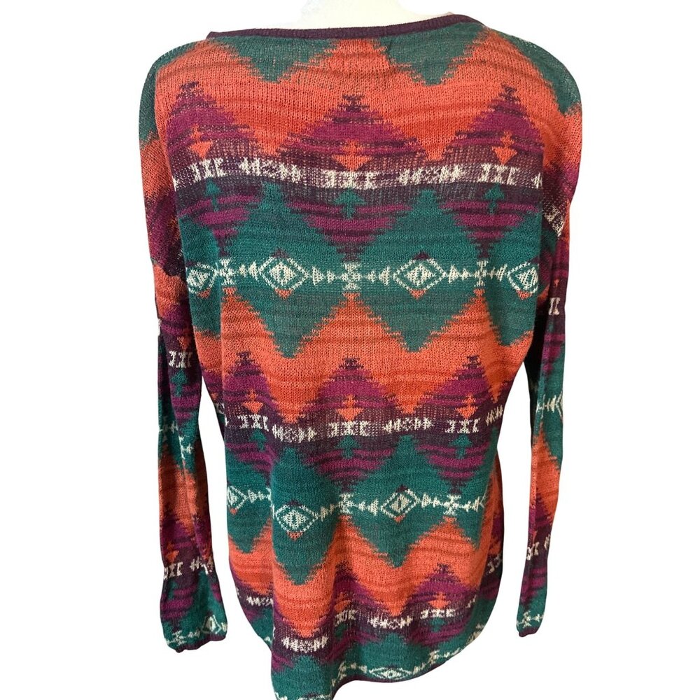 Coastal Boho Cowgirl Denim & Supply LRL Top Pullover Sweater Medium Ramie Blend - Picture 2 of 11